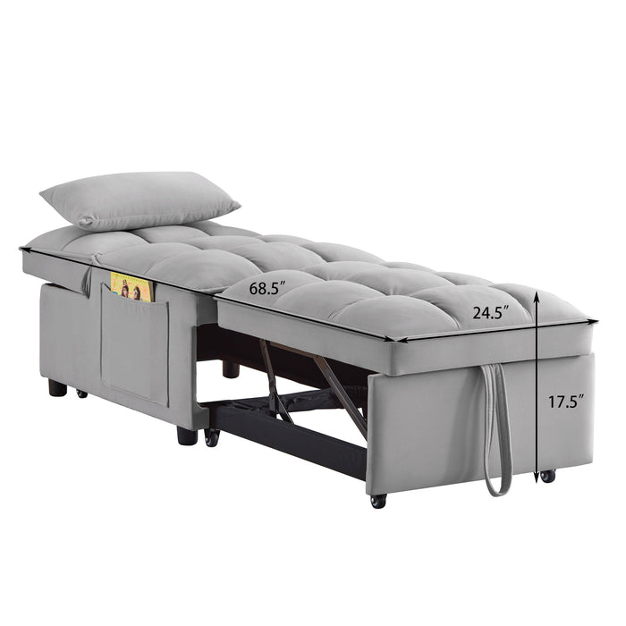 4 in 1 Multi-Function Single Sofa/Chair Bed with Storage Pockets