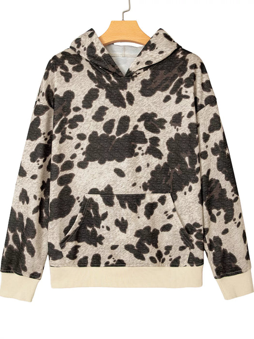 Multicolor Western Print Long Sleeve Pocket Regular Fit Hoodie