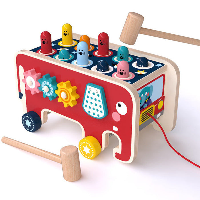 Montessori Kids Wooden Pounding Bench Animal Bus