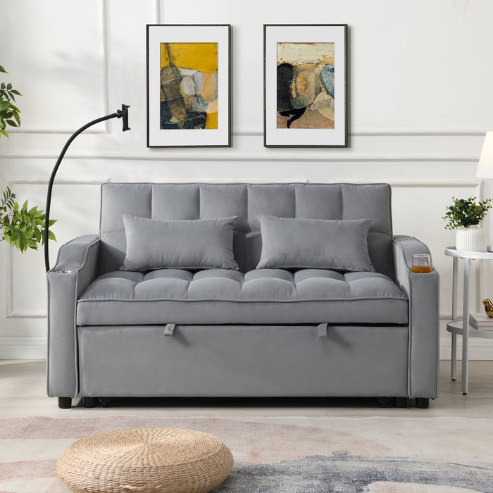 Modern Velvet Loveseat Sofa Couch with Pullout Bed