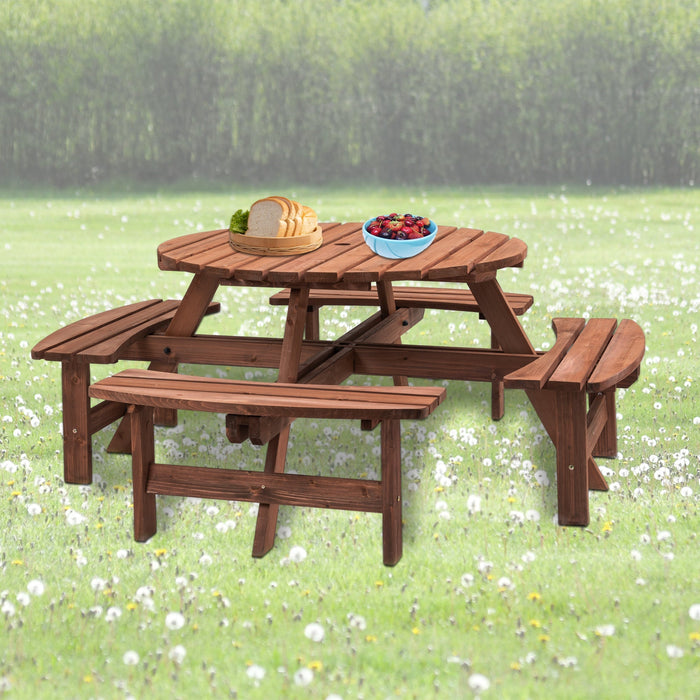 8 Person Wooden Picnic Table with Seats