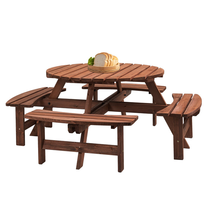 8 Person Wooden Picnic Table with Seats