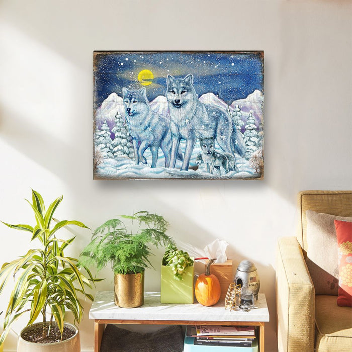 Rustic Wolves Wooden Wall Art by Nature Wonders