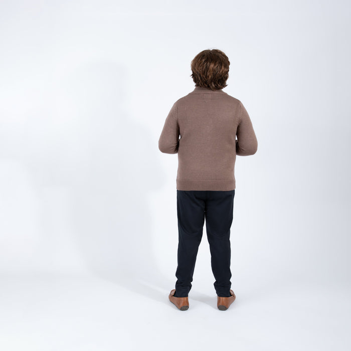Youth Mocha Zipper Sweater