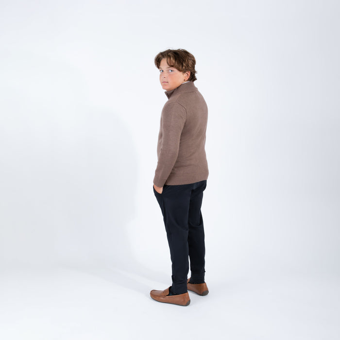 Youth Mocha Zipper Sweater
