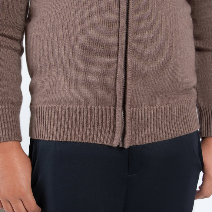 Youth Mocha Zipper Sweater