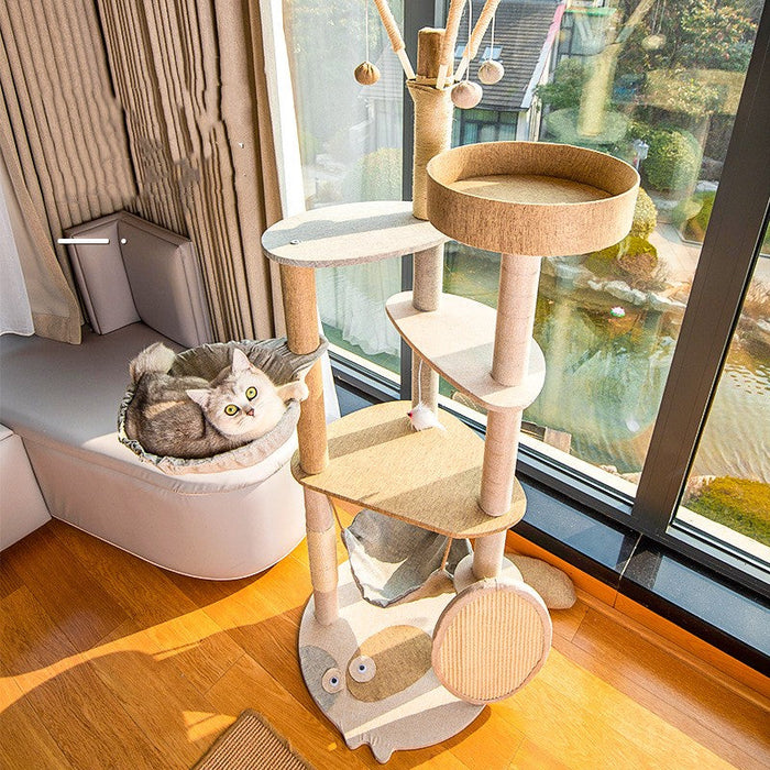 Premium Wooden Cat Climbing Frame & Integrated Shelf