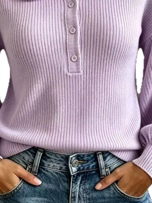 Stylish Ruffled Collar, Front Button Sweater