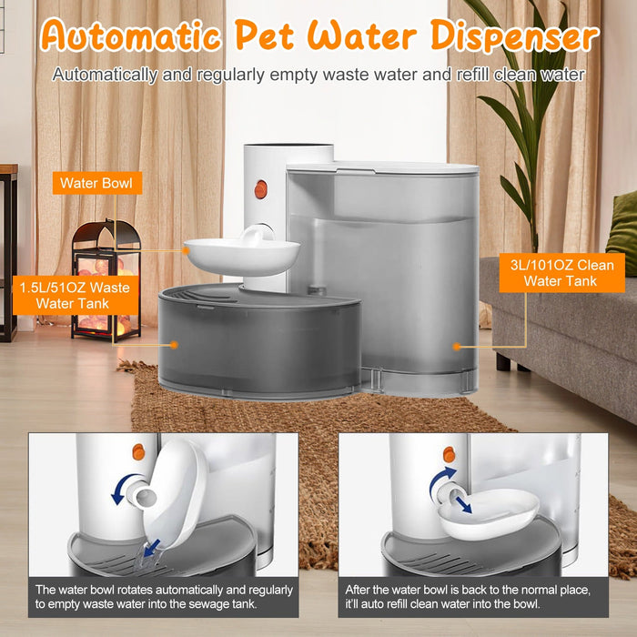 Smart Pet Water Fountain Automatic Cordless Rechargeable Water Dispenser 3L/101OZ