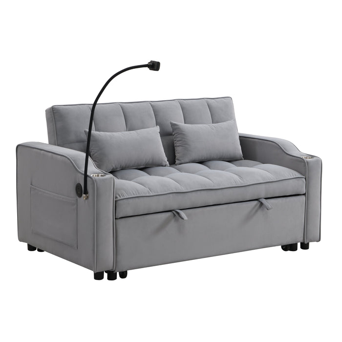 Modern Velvet Loveseat Sofa Couch with Pullout Bed