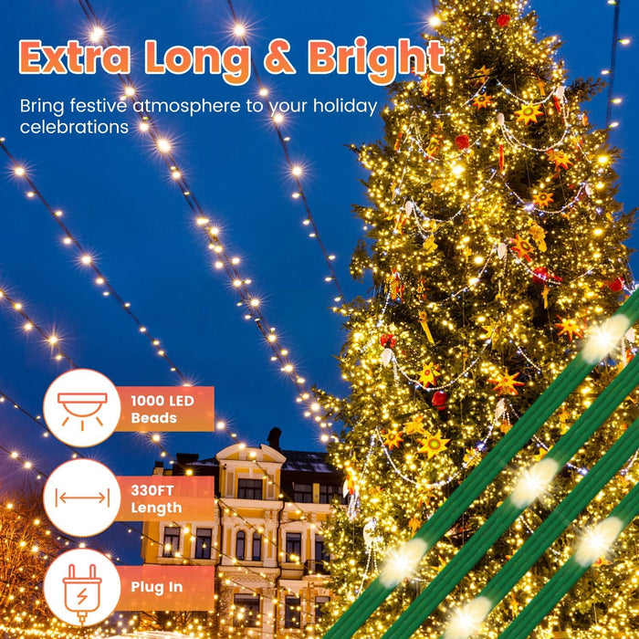 330FT 1000LED Christmas String Lights | Waterproof Outdoor with Remote & 8 Modes