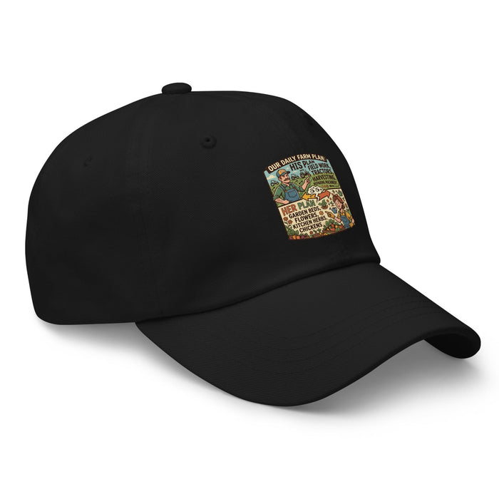 Men's comical print hat with adjustable strap and curved visor in low-profile design