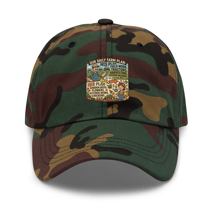 Men's comical print dad hat with adjustable strap and curved visor in chino cotton twill
