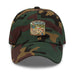 Men's comical print dad hat with adjustable strap and curved visor in chino cotton twill