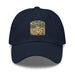 Men's comical print dad hat with adjustable strap and curved visor in low-profile design