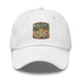 Men's comical print dad hat with curved visor and adjustable strap in chino cotton twill