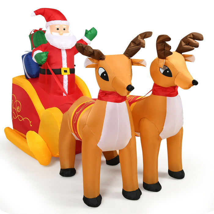 7.5 Feet Waterproof Inflatable Santa with Deer and Sled