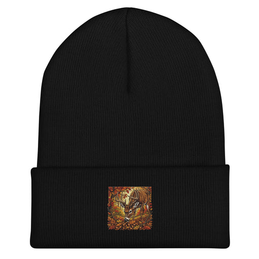 Black cuffed beanie knit hat for winter warmth and style