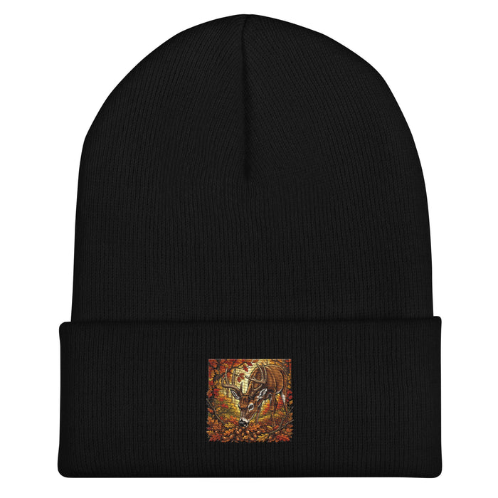 Black cuffed beanie knit hat for winter warmth and style