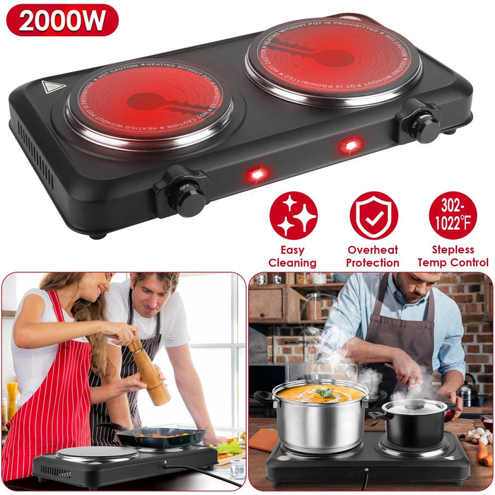 2000W Electric Infrared Dual Burner Portable Heating Hot Plate