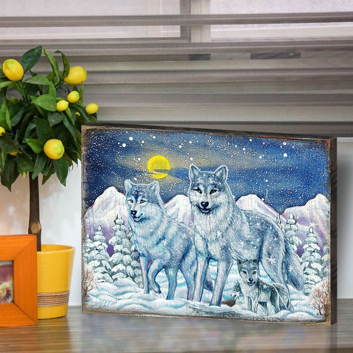 Rustic Wolves Wooden Wall Art by Nature Wonders