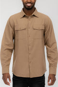 Plain Staple Plaid Brushed Flannel Shirt Jacket Shacket FL201