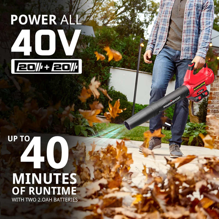 Cordless Leaf Blower - 450 CFM / 120 MPH, Includes Dual 20V Batteries & Charger (DB2201B)