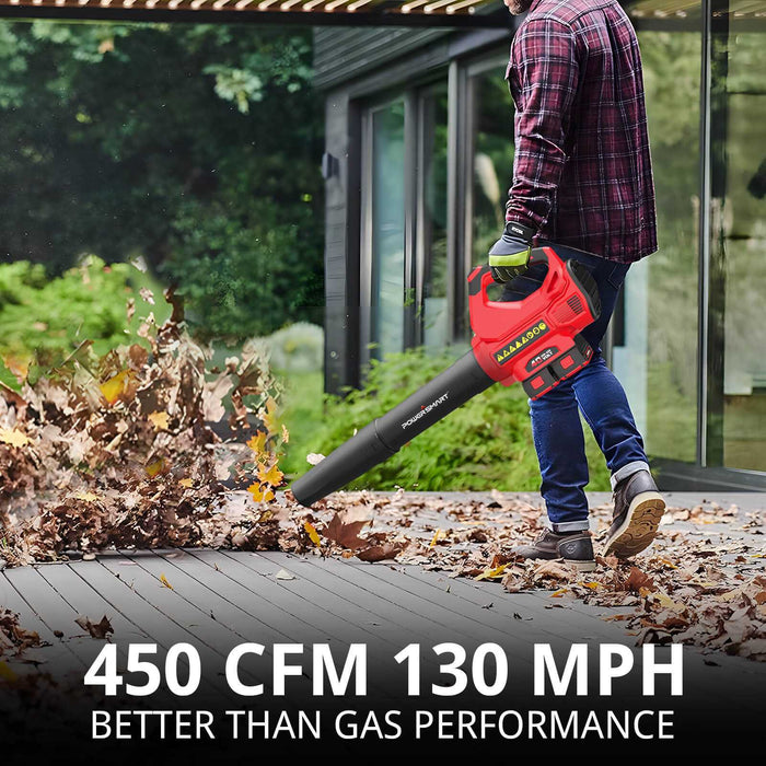 Cordless Leaf Blower - 450 CFM / 120 MPH, Includes Dual 20V Batteries & Charger (DB2201B)