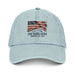 USA 250th Anniversary Denim Hat with vintage blue pigment-dyed finish and adjustable strap
