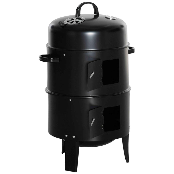 3-in-1 Vertical Charcoal BBQ Smoker/Grill/Fire Pit