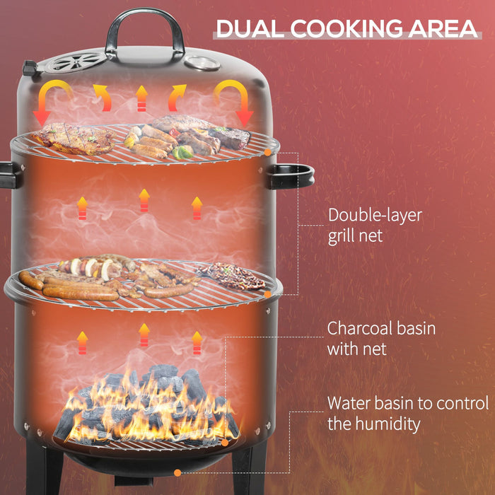 3-in-1 Vertical Charcoal BBQ Smoker/Grill/Fire Pit