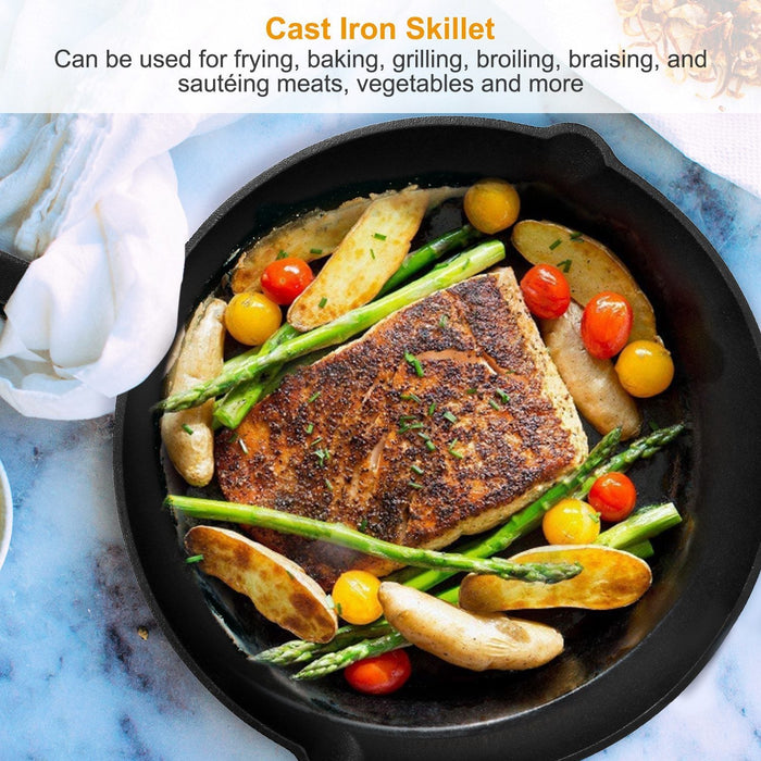 3-Piece Pre-Seasoned Cast Iron Skillet Set (6", 8", 10")