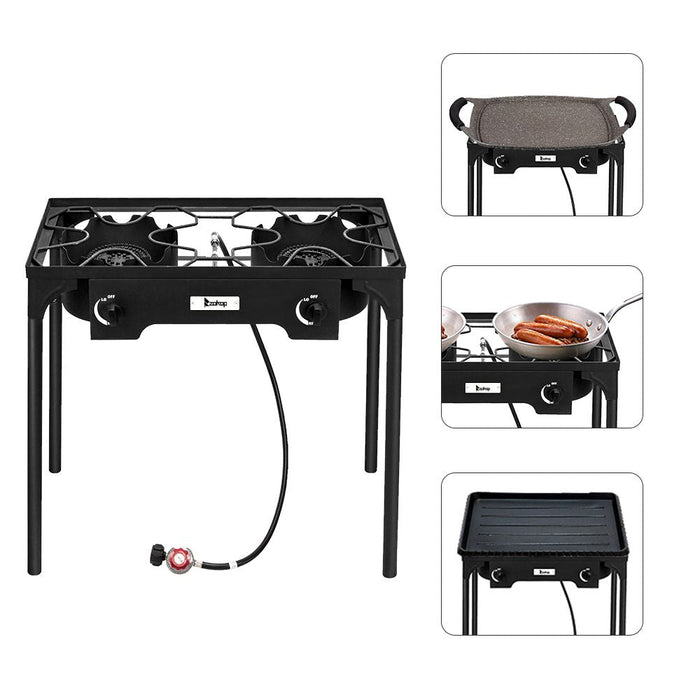 Double Burner High-Pressure Propane Camp Stove – 150,000 BTU