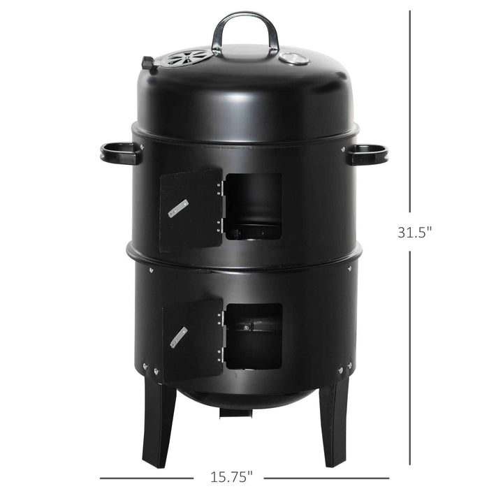 3-in-1 Vertical Charcoal BBQ Smoker/Grill/Fire Pit