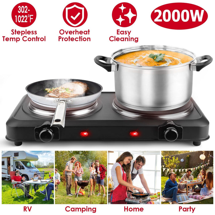 2000W Electric Infrared Dual Burner Portable Heating Hot Plate