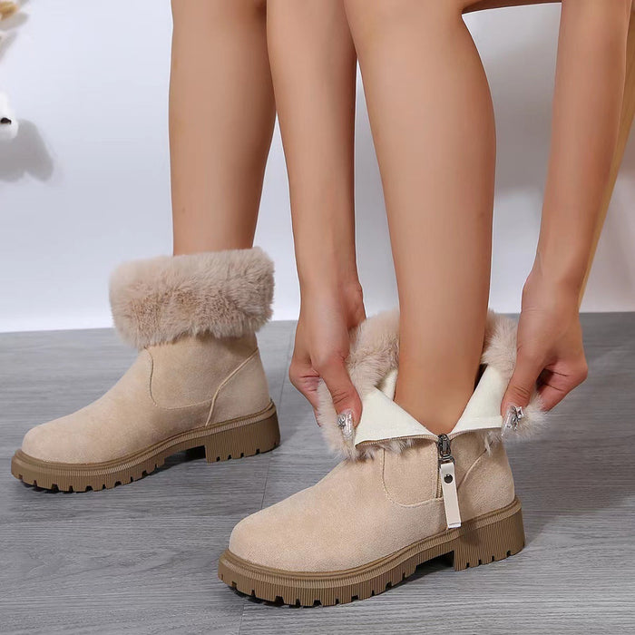 Warm Plush Side-Zipper Winter Snow Boots for Women