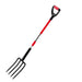 Heavy-duty 4-tine garden fork with fiberglass handle for digging and spading tasks