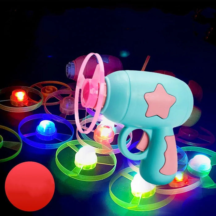 LED Flying Disc Launcher Toy Set - Pack of 6