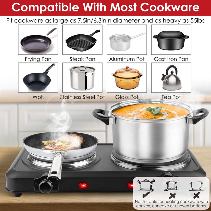 2000W Electric Infrared Dual Burner Portable Heating Hot Plate