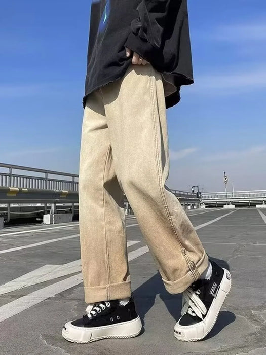 Men's Full Size Vintage Wash Wide Leg Jeans