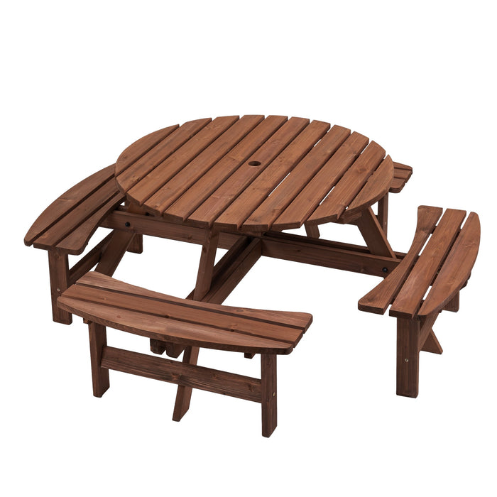 8 Person Wooden Picnic Table with Seats