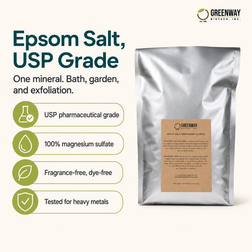 Resealable bag of USP grade Epsom Salt magnesium sulfate for bath and garden use
