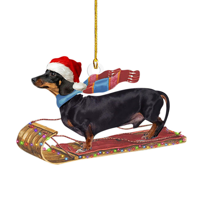 Festive Dachshund Acrylic Christmas Ornaments