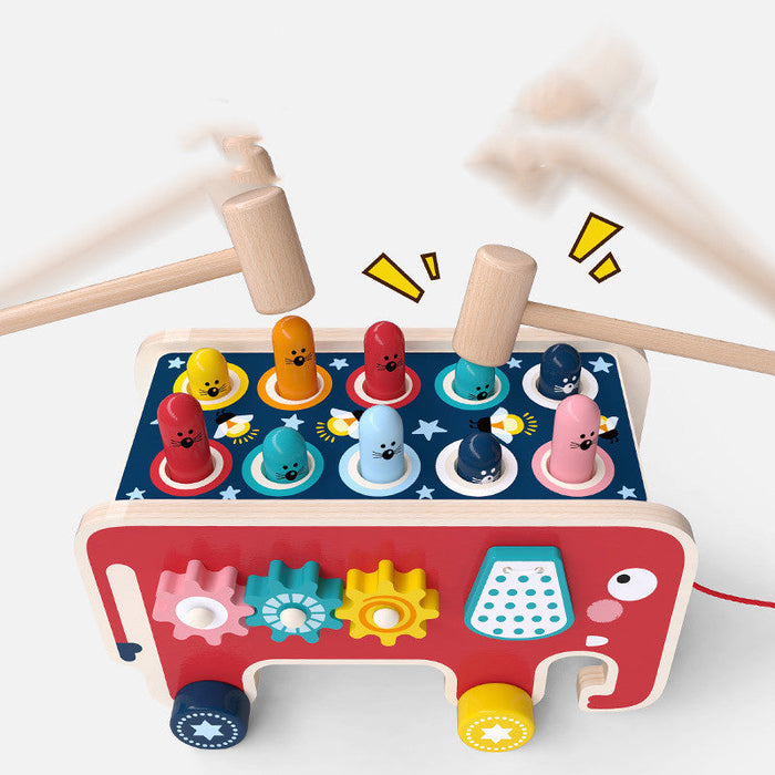 Montessori Kids Wooden Pounding Bench Animal Bus