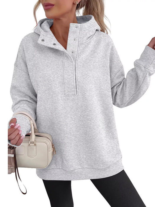 Women's Half Snap Dropped Shoulder Hoodie