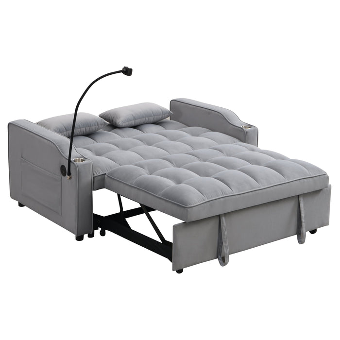 Modern Velvet Loveseat Sofa Couch with Pullout Bed