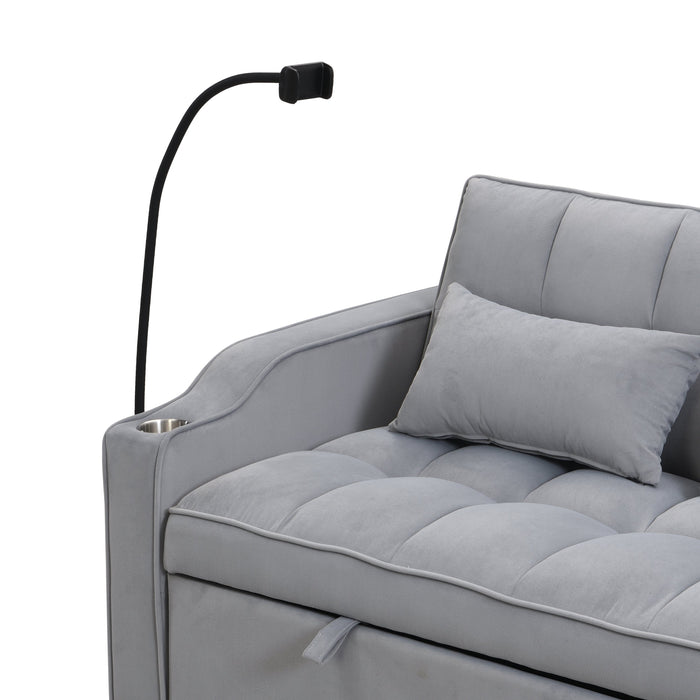 Modern Velvet Loveseat Sofa Couch with Pullout Bed