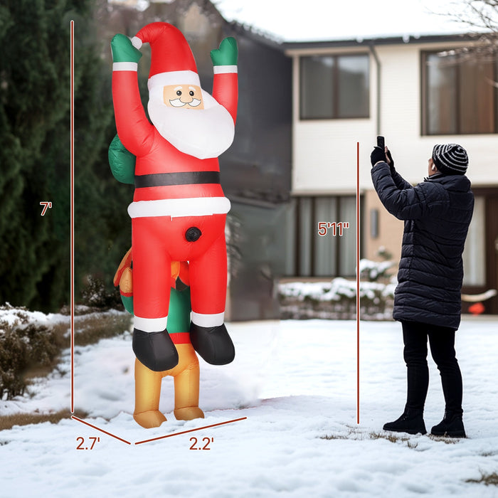 7ft Hanging Christmas Inflatable Santa with Dog
