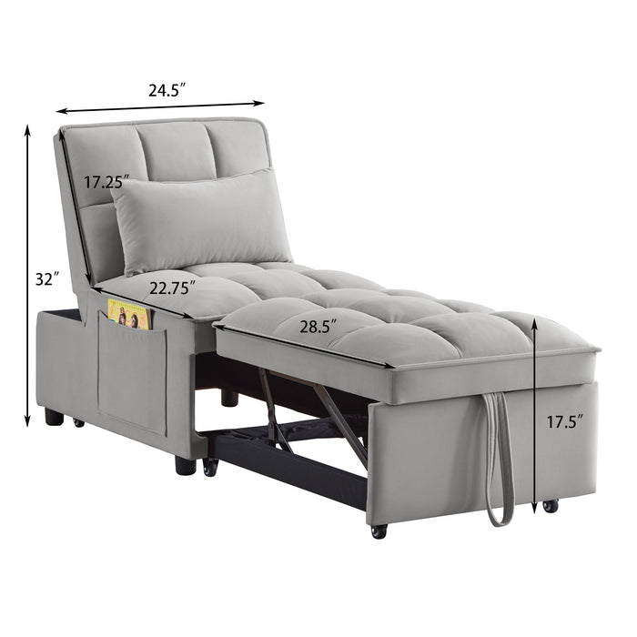 4 in 1 Multi-Function Single Sofa/Chair Bed with Storage Pockets
