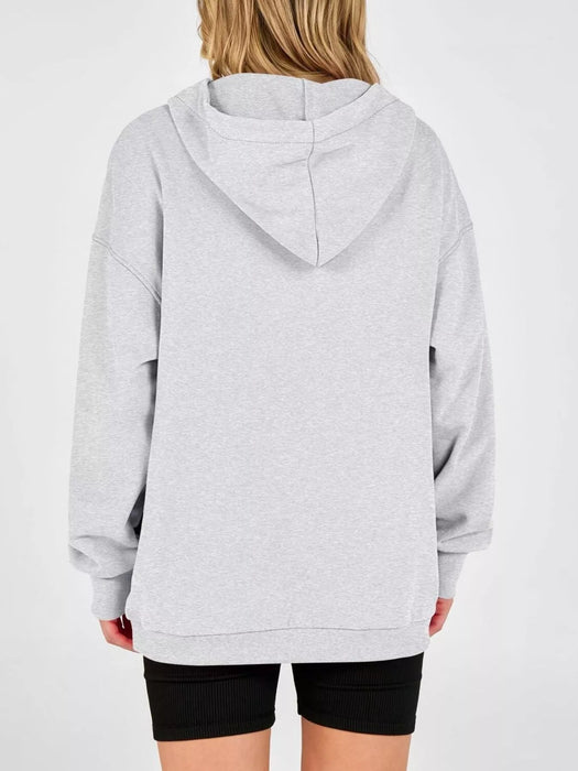 Women's Half Snap Dropped Shoulder Hoodie